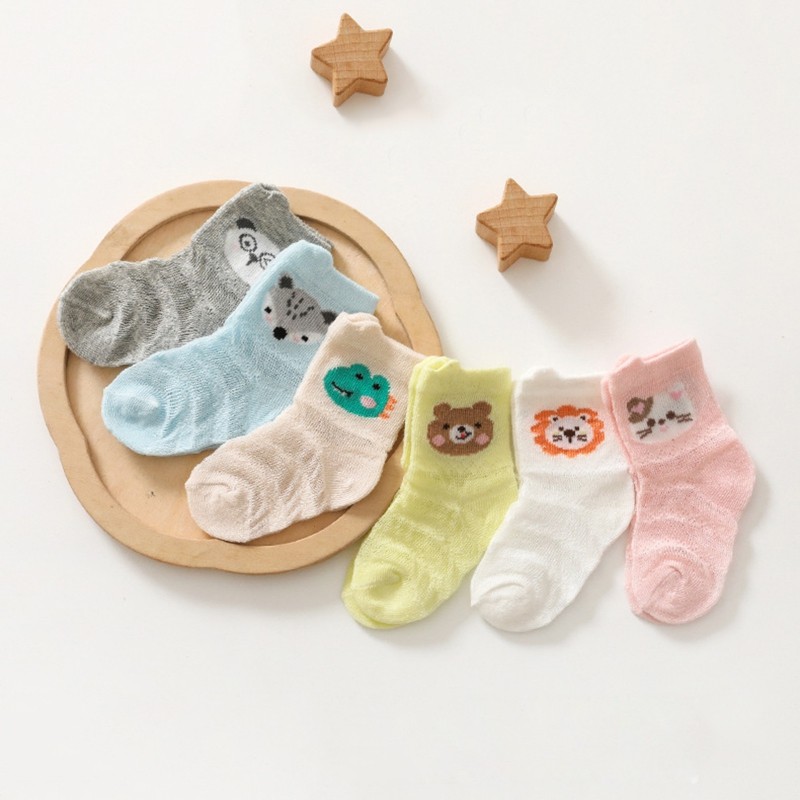 1 Pairs Infant Thin Mesh Sock Cute Cartoon Newborn Baby Socks Short Tube Boys Girls Baby Socks Floor Socks Kids Sock