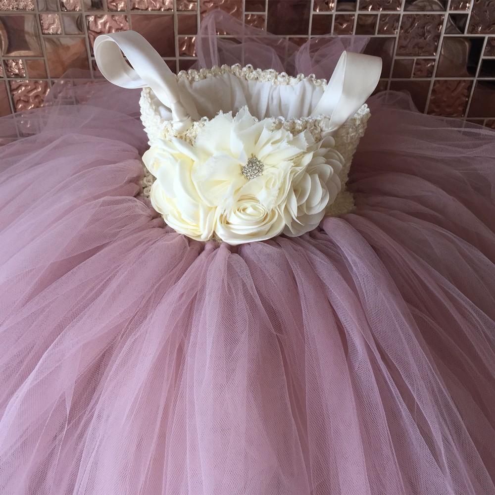 Flower Girl Tutu Dress Ankle Length Princess Tulle Kids Tutu Dresses for Girls Wedding Party Dress Kids Pageant Ball Gowns