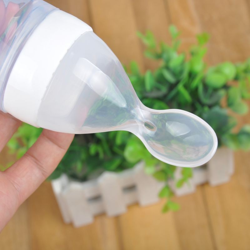 Newborn Baby Silicone Feeding Bottle Training Rice Spoon Baby Cereal Food Supplement Safe Tableware