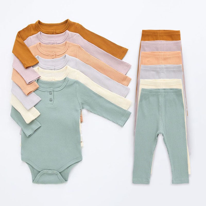 2pcs Newborn Baby Girl Clothes Set 0-2 Years Baby Girls Clothes Set Cotton Romper Pants Spring Baby Boys Clothes Outfits