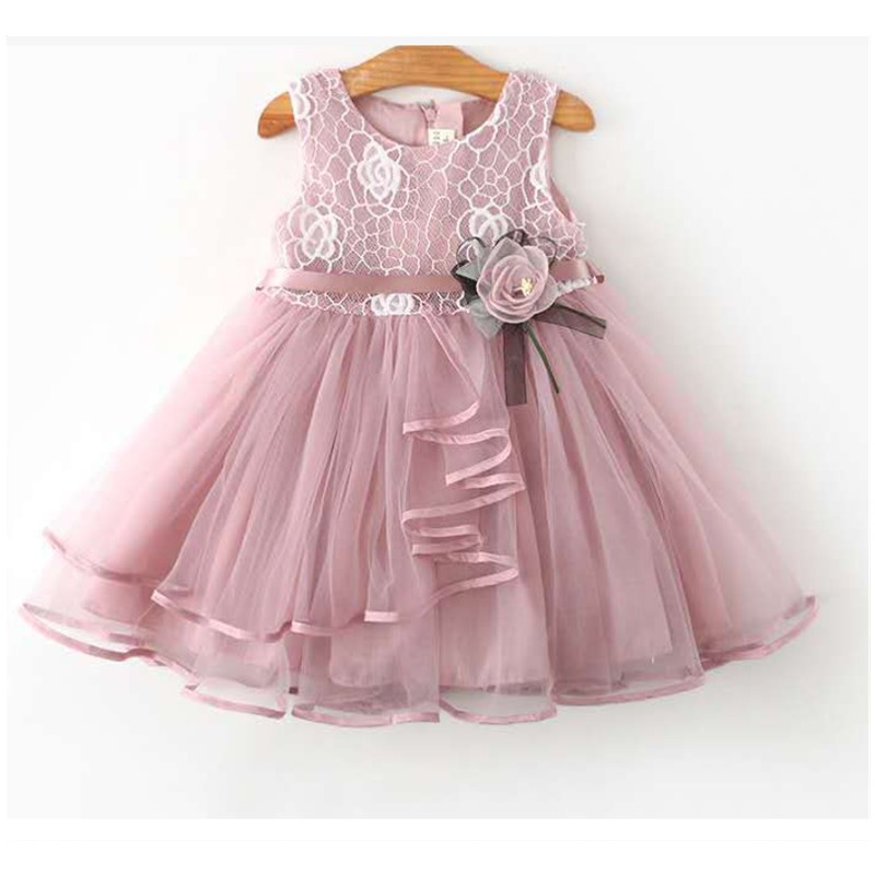 1-5Y Summer Girls Dress 2022 New Sleeveless Princess Dress Korean Style Stitching Lace Children Dress Vestidos G0025