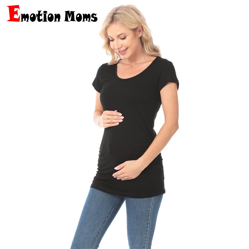 Emotion moms summer pregnant tshirt maternity tops women plus size shirt solid color clothes wholesale 2pcs per set free shipping