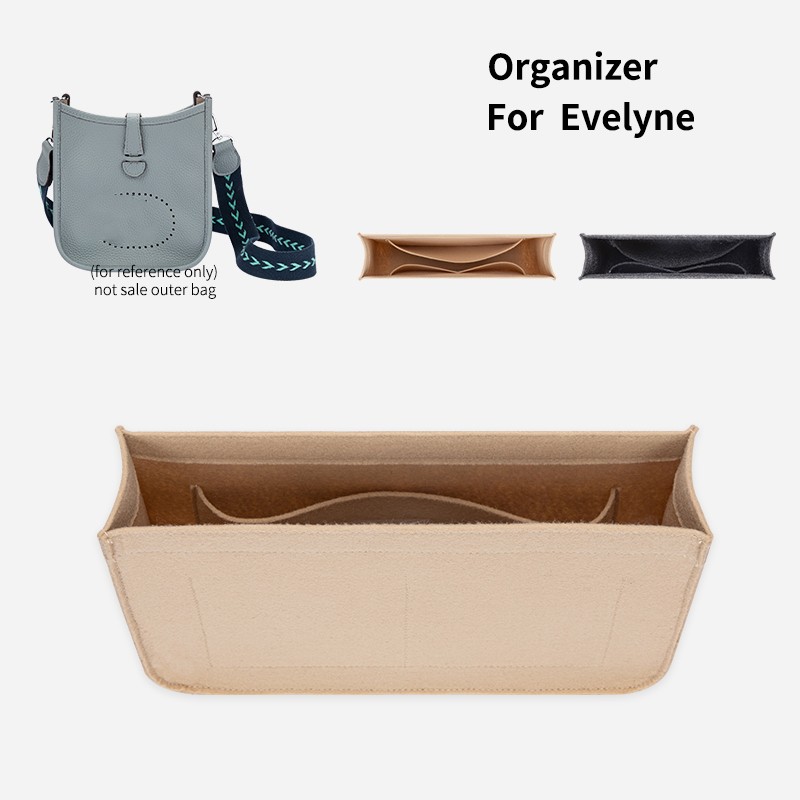 Purse Organizer Insert, Felt Interior Makeup Bag Organizer with Zipper, Women's Luxury Handbag and Tote Shaper, for Evelyn