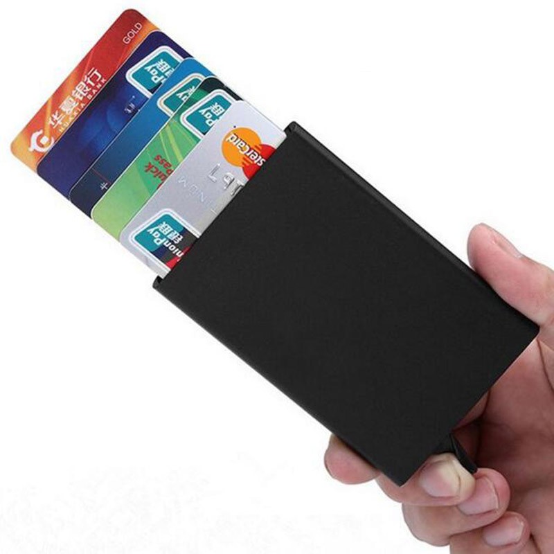 Anti-theft ID Credit Card Holder Porte Carte Thin Aluminum Metal Wallets Pocket Bank Box Women Men Credit Card Box