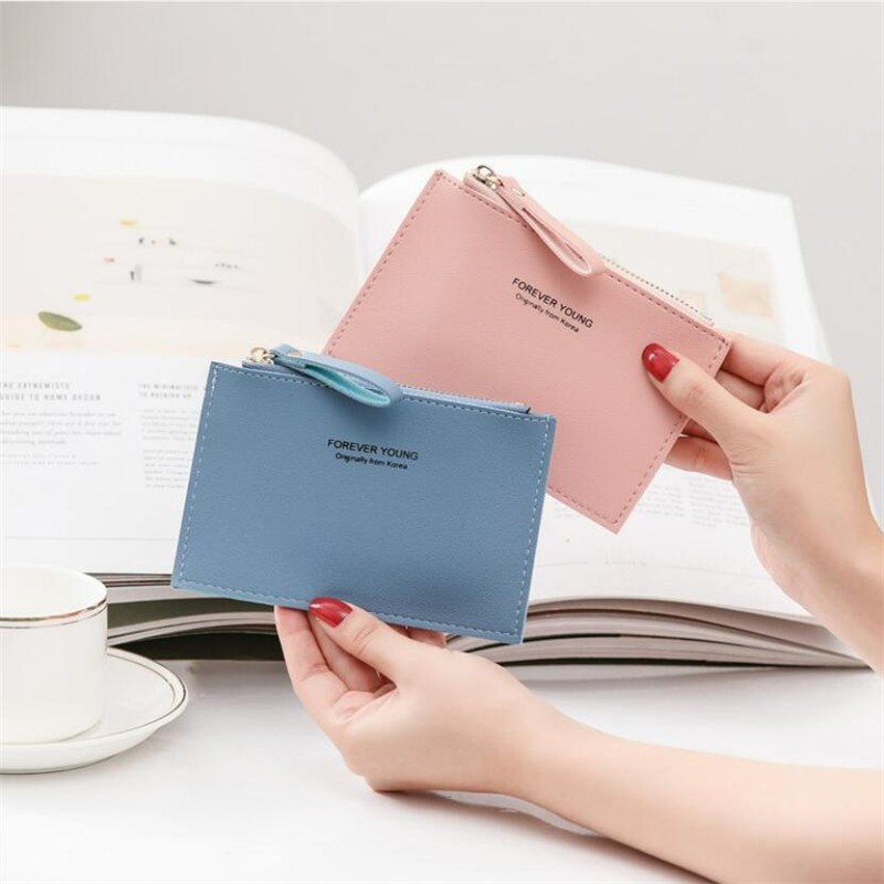 New PU Leather Women Wallets Zipper Coin Purse Key Chain Small Wallet Mini Multi Card Bit Card Holder Card Holder