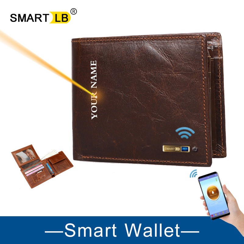 SmartLB Smart Fashion Wallet GPS Bluetooth Tracker Gift for Father's Day Slim Credit Card Holder Inscription