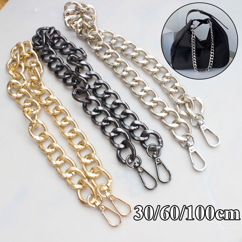 30/60/100cm Replacement Metal Chain For Handbag Handle Bag Black Silver Golden DIY Jewelry Accessories For Bag Hardware Belt