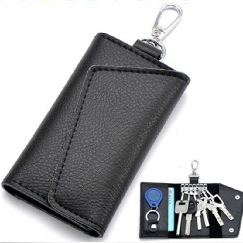 PU Leather Keychain Men Women Key Holder Organizer Pouch Cow Split Car Key Wallet Housekeeper Key Case Card Bag Small