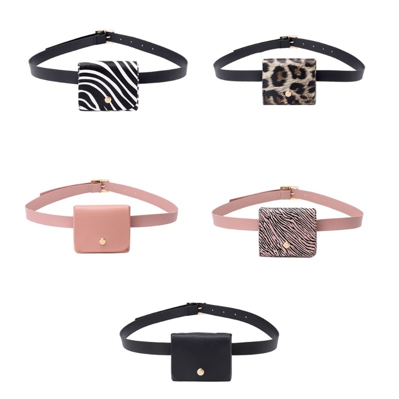 Women Mini PU Leather Fanny Pack Casual Waist Bag Girls Female Simple Classic Cell Phone Pocket Travel Purse With Removable Belt