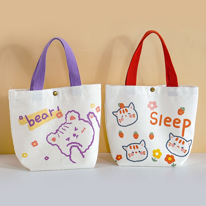 Shopper Storage Organizer Tote Bag Canvas Lunch Bags For Women Eco Reusable Shopping Bags With Handle Anime Tote Cartoon