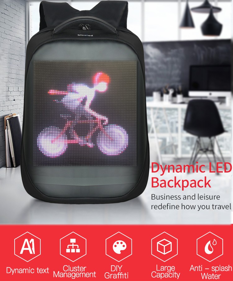 شبكة بكسل على ظهره مع led على ظهره مع شاشة ذكية الظهر حزمة led mochila con led 15.6 بوصة محمول على ظهره النساء