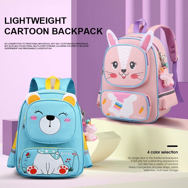 Kawaii Cartoon Children Backpack Nylon Waterproof Kids School Bag Large Capacity Travel Bags Reflective Strip Shoulder Bags