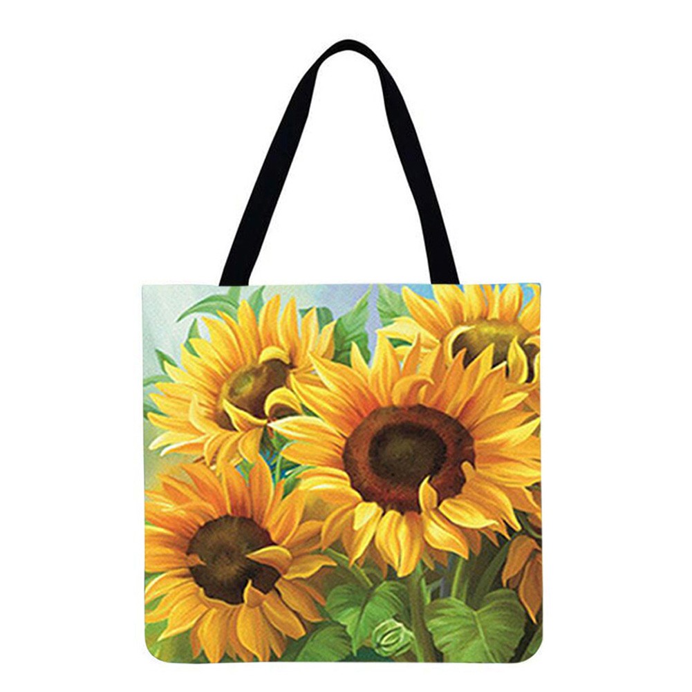 Sunflower Printed Casual Ladies Shopping Shoulder Bags Large Capacity Tote Bags Eco Shopping High Quality Folding Bags