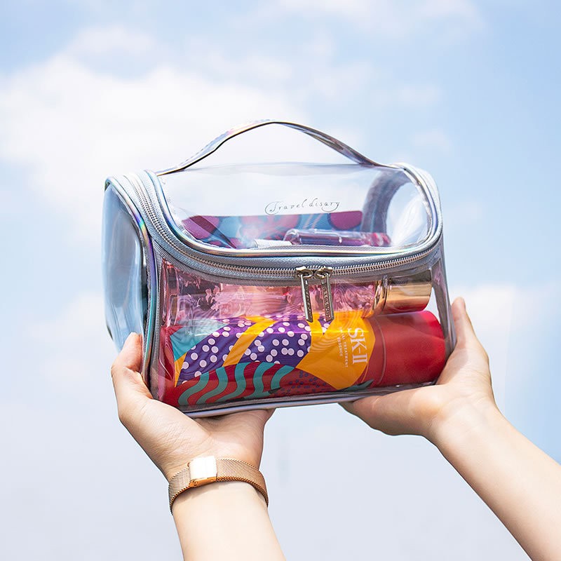 Bfuming Fashion Portable Makeup Bag for Women PVC Transparent Waterproof Large Capacity Travel Cosmetic Storage Bag
