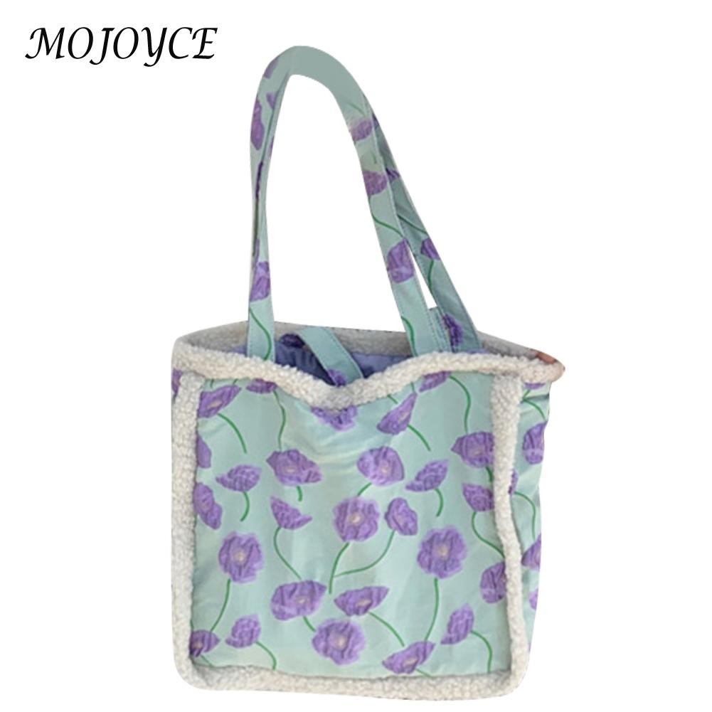 Female retro fluffy embroidery flower bag jacquard canvas square garment bags crossbody bag for Christmas gifts