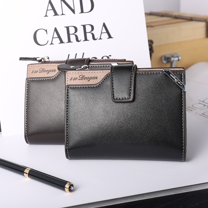 New Korean casual men's wallet short vertical locomotive British casual multi-function card bag zipper buckle triangle folding