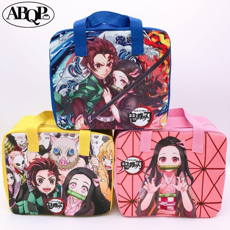 Demon Slayer Devil Blade Cartoon Anime Insulation Bag Kimetsu no Yaiba Tanjirou Nezuko Picnic Lunch Box Meal Bento Hand Storage Bag