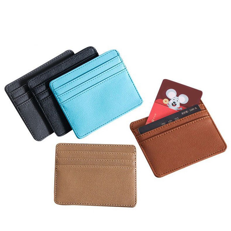 3 Card Slots Card Holder Ultra Thin Slim Bank Credit Card Pouch Coin Purse Organizer Women Men Thin Business Card Wallet