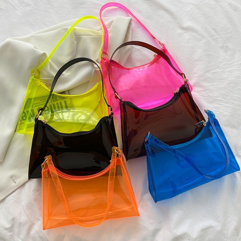 Summer Fashion Transparent Clear Jelly Handbag Shoulder Bags For Women Elegant Evening Bag Ladies Underarm Bag