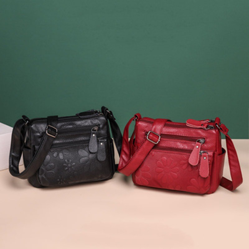 Fashion Solid Casual Crossbody Bag Women PU Shopping Street Shoulder Bags Multi Zipper Mother Handbag Handle