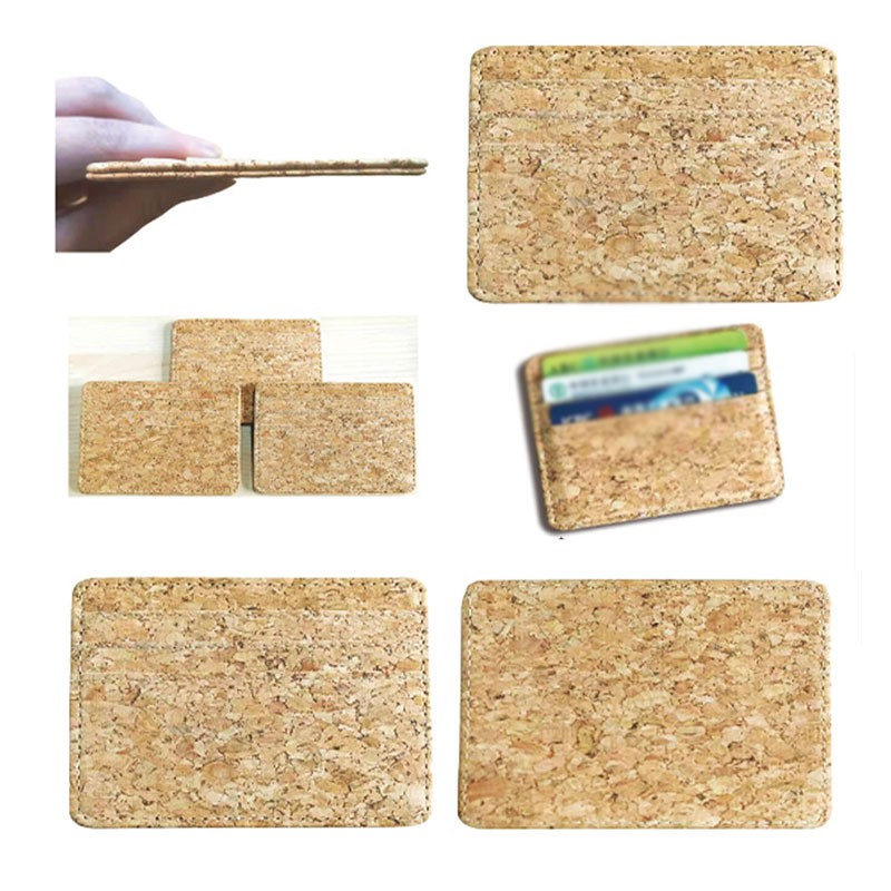 Creative Cork Grain PU Leather Credit Card Case ID Card Holder Thin and Light Men Card Clip Business Universal Wallet 3 Slots