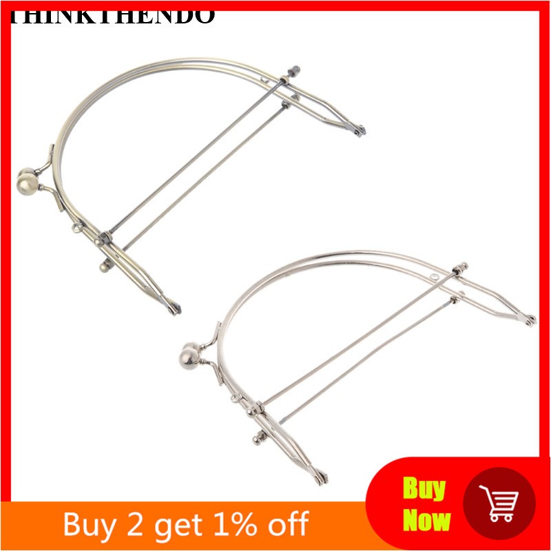 Thinkthendo 1pc Metal Half Frame Round Kiss Clasps Lock Purse Handbag Handle Clutch