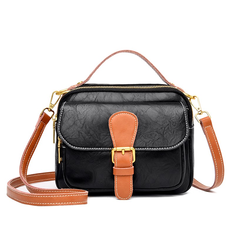 Fashion Vintage Women Messenger Bag Cowhide and PU Leather Designers Handbag Luxury Women Shoulder Bags Female Crossbody Bags