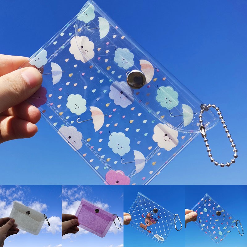 Fashion Transparent Waterproof PVC Women Card Case Business Card Holder Men Card Bag ID Card Small Wallet Girls Coin Purse