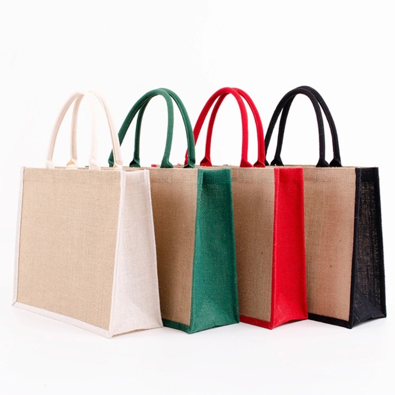 Reusable duffel bag eco-friendly burlap grocery beach shopping bags X7YA