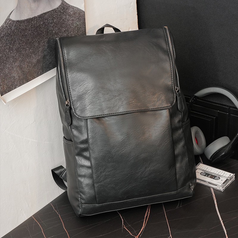 New faux leather backpack outdoor backpack student school bag leisure bag computer bag fashion men's bag