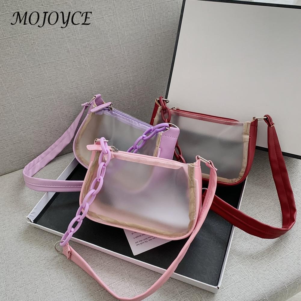 Fashion Women PVC Transparent Shoulder Bag Lady Small Zipper Luxury Handbag For Ladies Women Outdoor Shopping