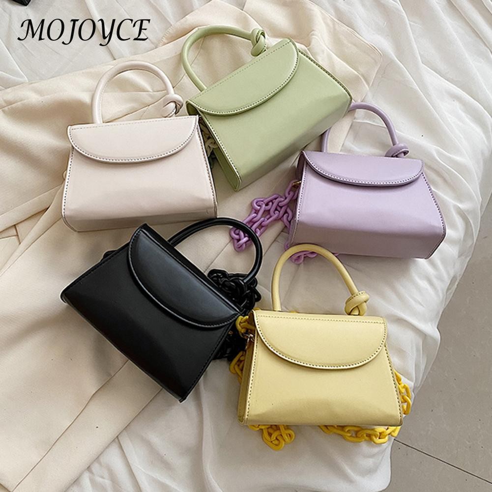 Women Leather Small Square Bag Handbag Thick Chain Shoulder Messenger Satchel for Women Christmas Birthday Gifts