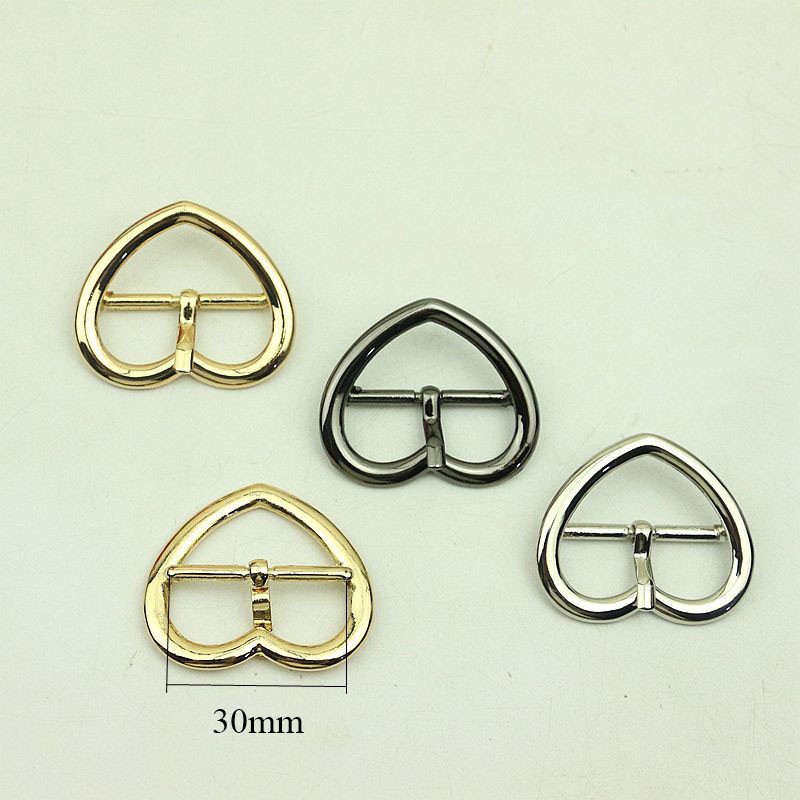 20pcs ID30mm Fashion Metal Heart Pin Buckles Strap Belt Adjust Adjuster Clasp Hook DIY Clothes Shoes Decoration Buckle