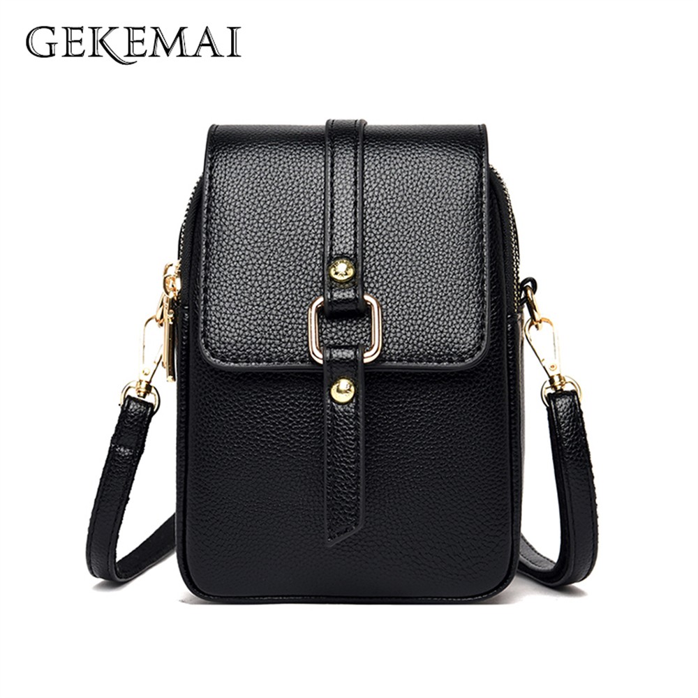 New Luxury Designer Women Mobile Phone Bag 2022 Fashion Solid Color High Quality Leather Ladies Shoulder Messenger Bag Bolsos