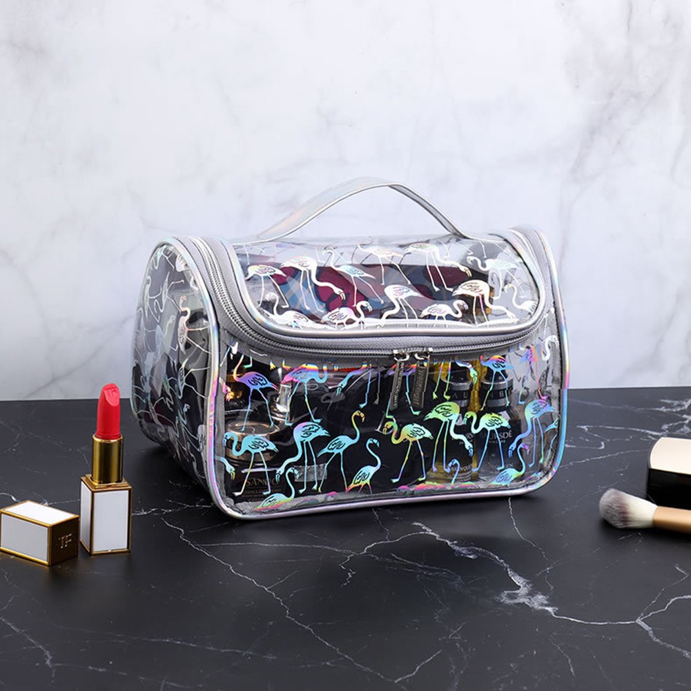 2022 Ladies Transparent Waterproof Cosmetic Bag Female Wash Toilet Bag Organizer Large Capacity PVC Travel Makeup Storage Bag