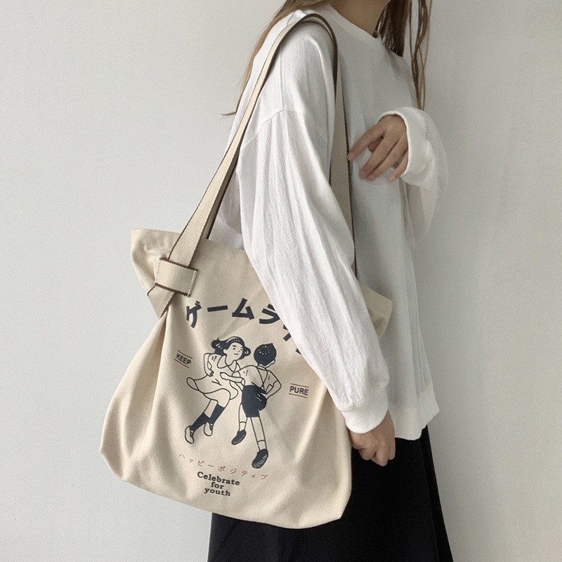 Women Shoulder Bags Shopping Bag Large Capacity Female Canvas Cloth Bag Handbag Reusable Foldable Eco Grocery Handbags