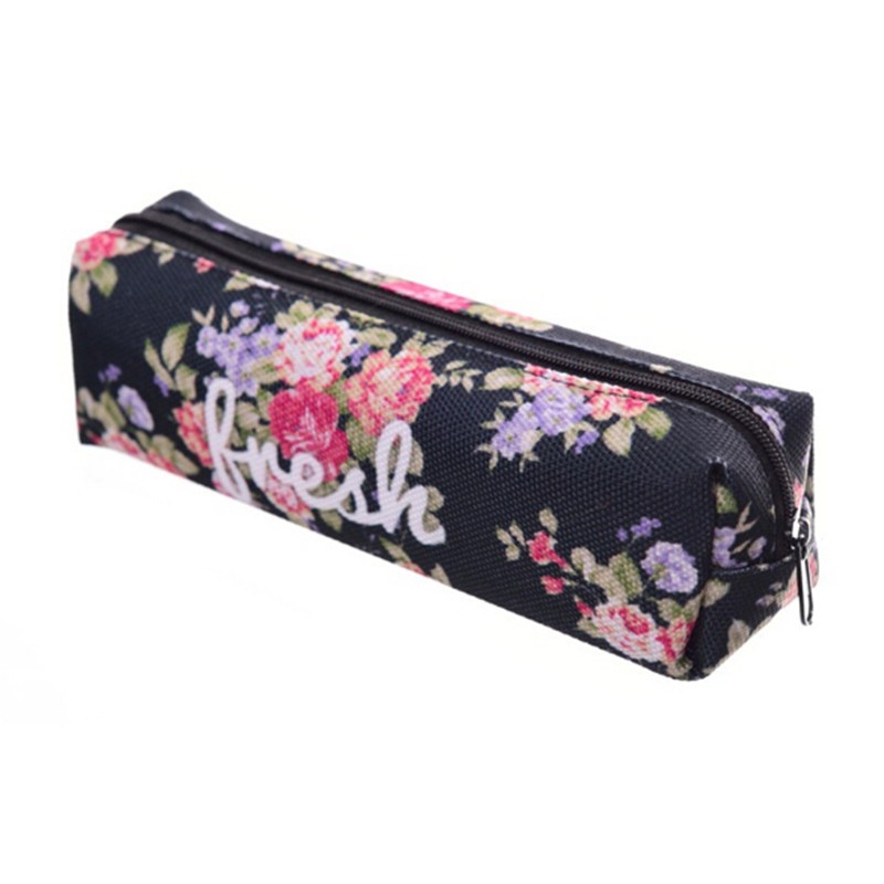 Women Retro Flower Print Cosmetic Bag Makeup Bag Kids School Pencil Bag Small Shower Pouch Organizer Bag