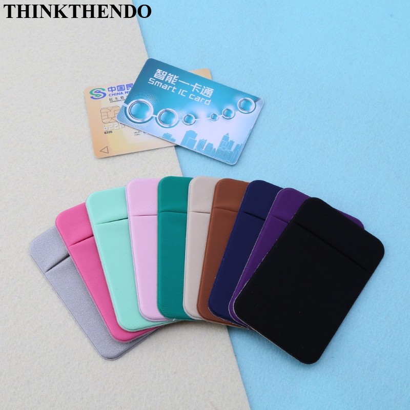 Mobile Phone Wallet Credit Card Holder Pocket Stick On Flexible Adhesive Tool