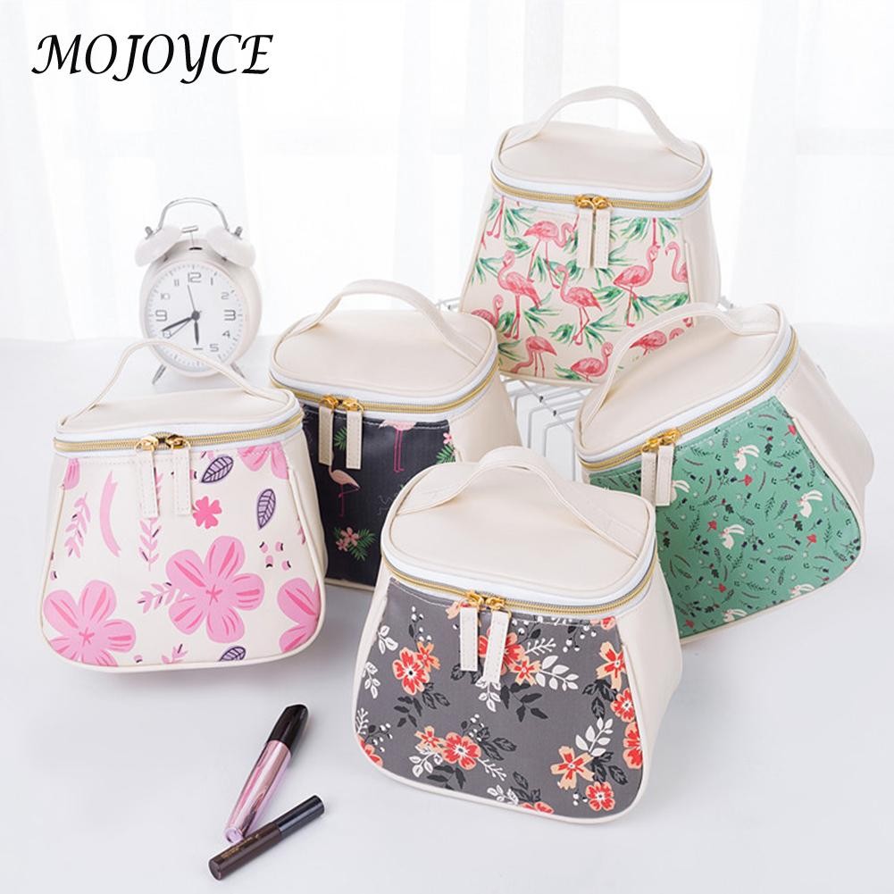 Korean PU leather printing cosmetic bag fashion printing portable female cosmetic large capacity trend retro casual cosmetic bag