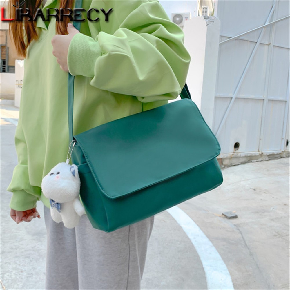 New Solid Color Ladies Shoulder Bag 2022 Fashion High Quality Nylon Women Messenger Bags Large Capacity Student Bag Bolso Mujer