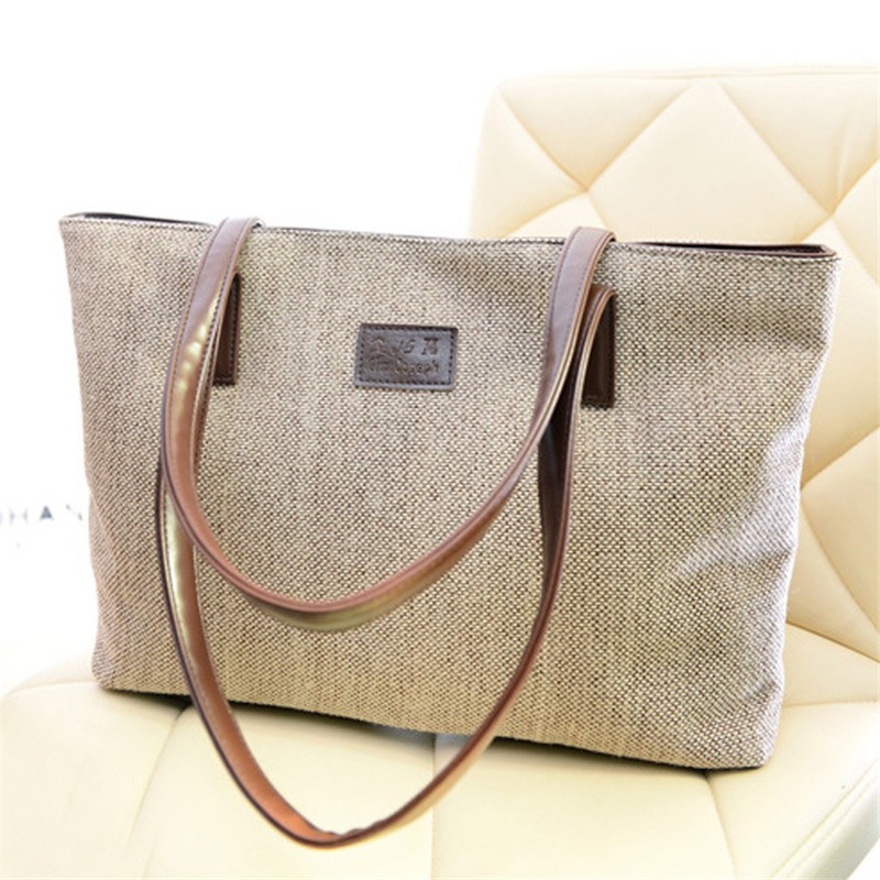 Canvas Women Bag Large Capacity Women Shoulder Bag Female Casual Bags Appliques Portable Shopping Bag Lady Casual Handbag