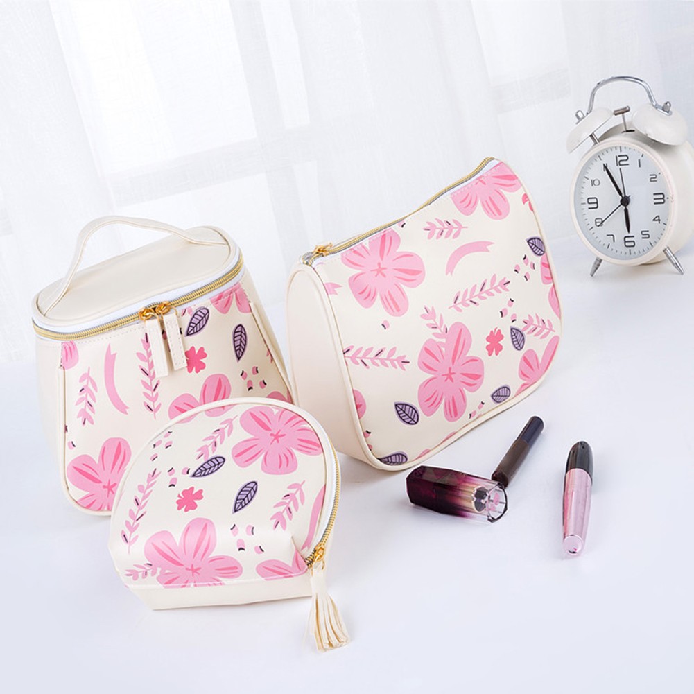 Women Casual PU Leather Cosmetic Bag Portable Travel Toiletry Makeup Organizer Zipper Accessories for Women