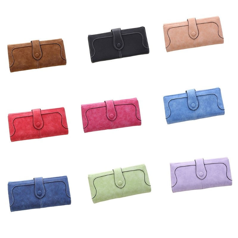 Women's PU Leather Long Clutch Matte Wallet Fashion Lady Multi-pocket Phone Card Holder Wallet Female Casual Solid Handbag Wallet