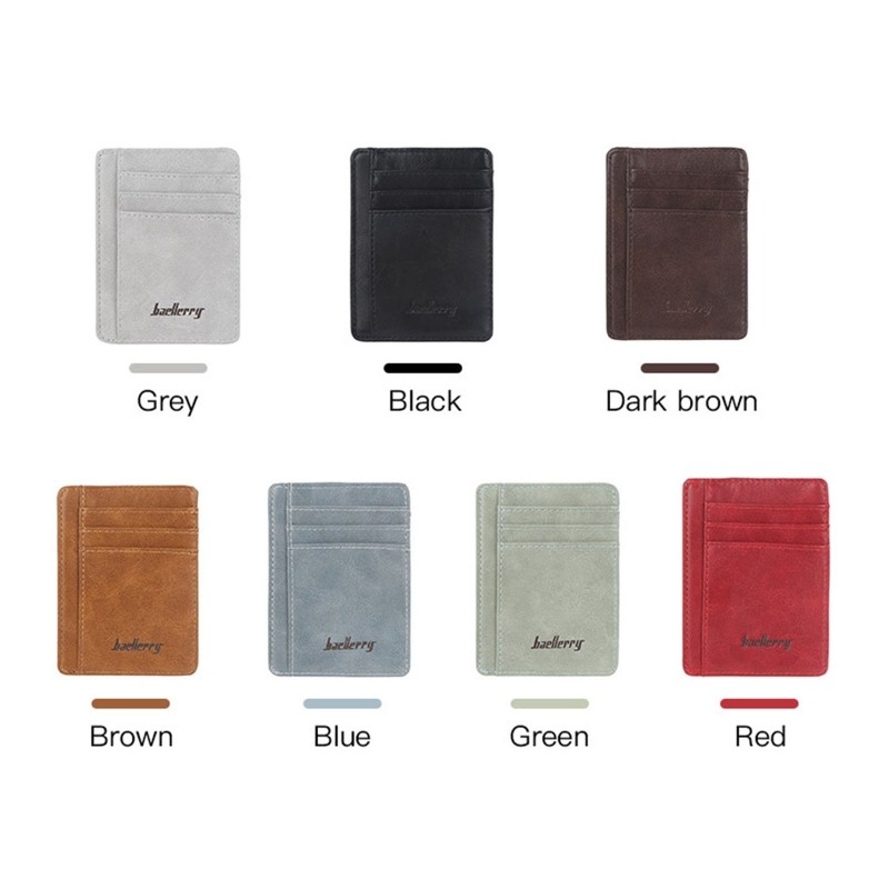 Simple Slim PU Leather Credit ID Card Holder Small Wallet Wallet 2022 Men Women Solid Color Casual Bag Money Bus Card Pocket Bag