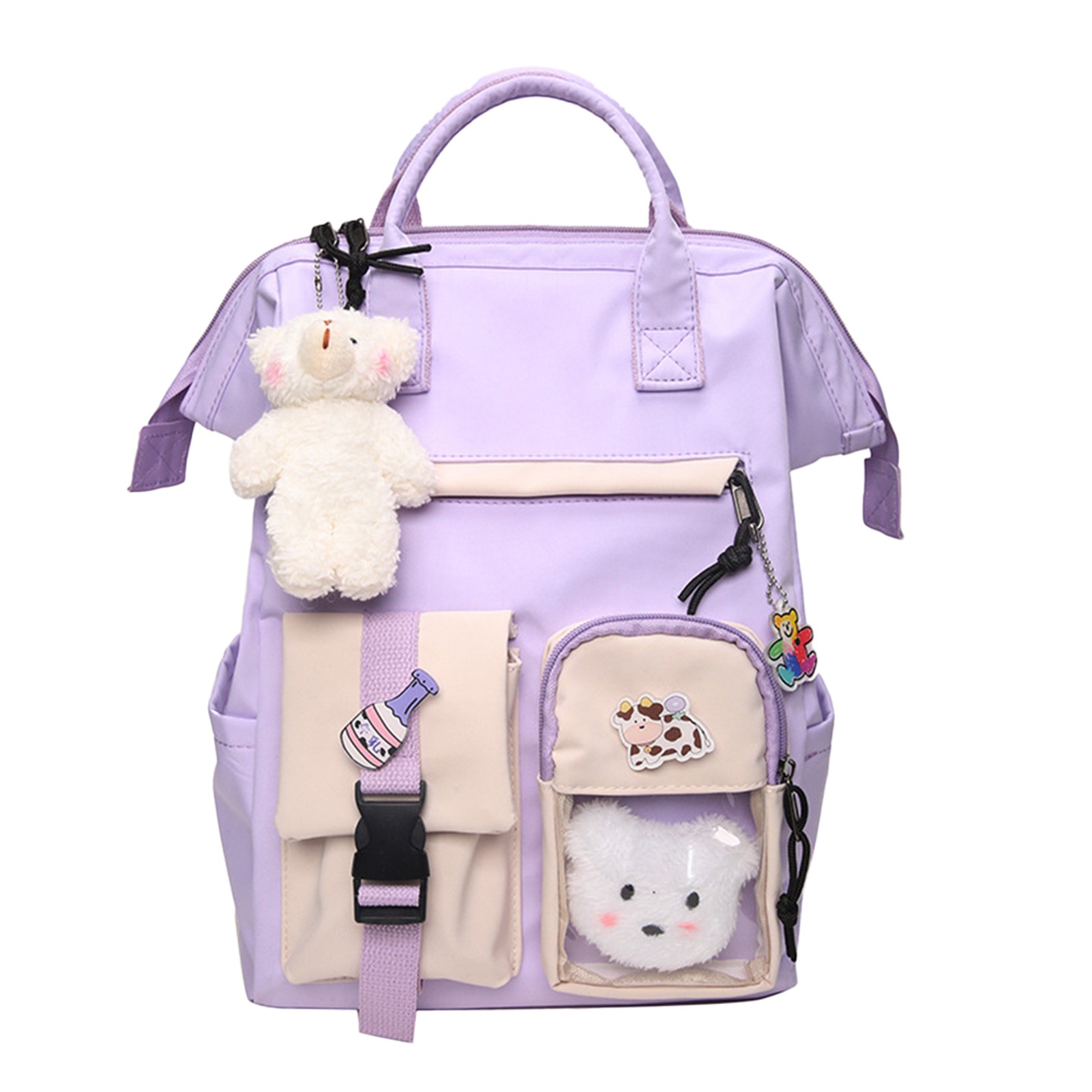 Girls With Plush Pendant Bookbag Large Capacity Casual Children Cute Kawaii Students Fashion Shoulder School Backpack Gift