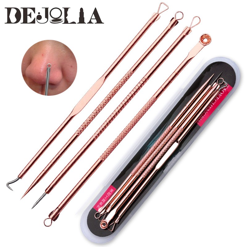 4pcs/set Professional Blackhead Remover Black Spot Pimple Blemish Beauty Women Skin Care Face Cleaning Pimple Removal Tool Kit