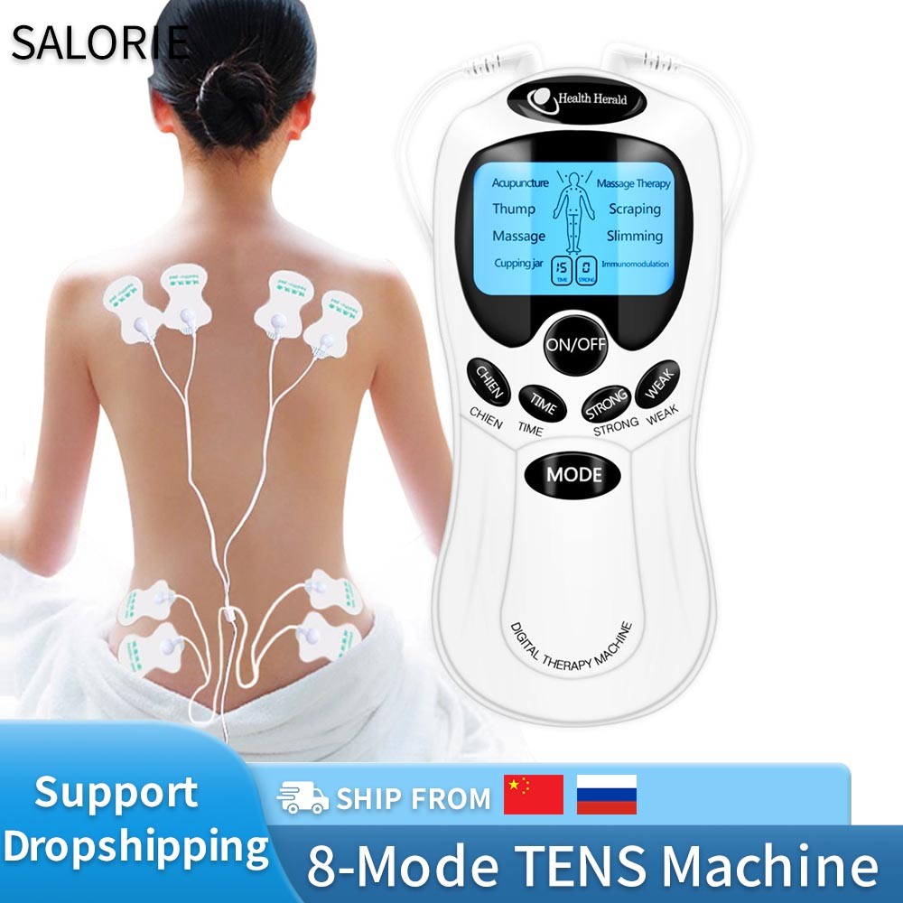 8-Mode Electric Tens Muscle Stimulator Ems Acupuncture Facial Body Massager Digital Therapy Herald Electric Massager