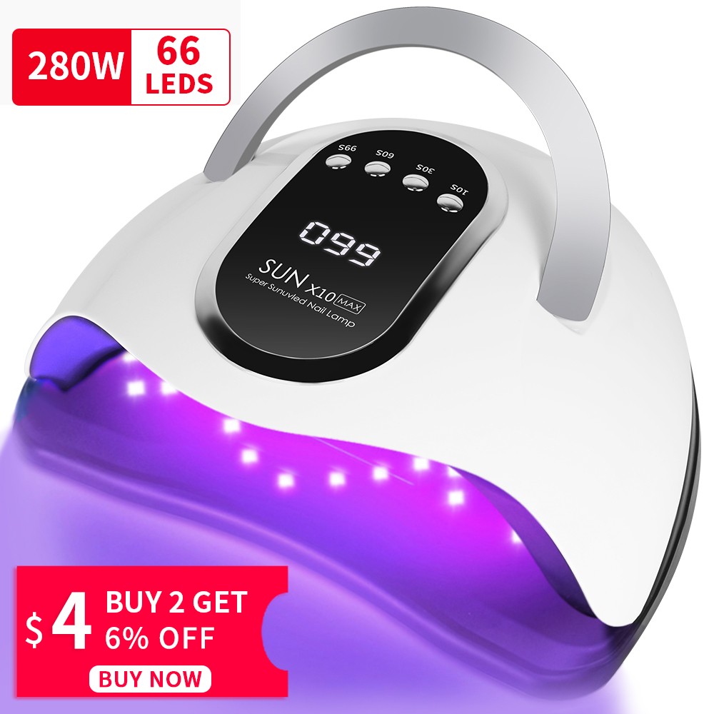 280W LED Nail Dryer Lamp for Drying Nails 66 UV Curing Lamp Bead Gel Polish Manicure Infrared Sensor Professional Nails Equipment