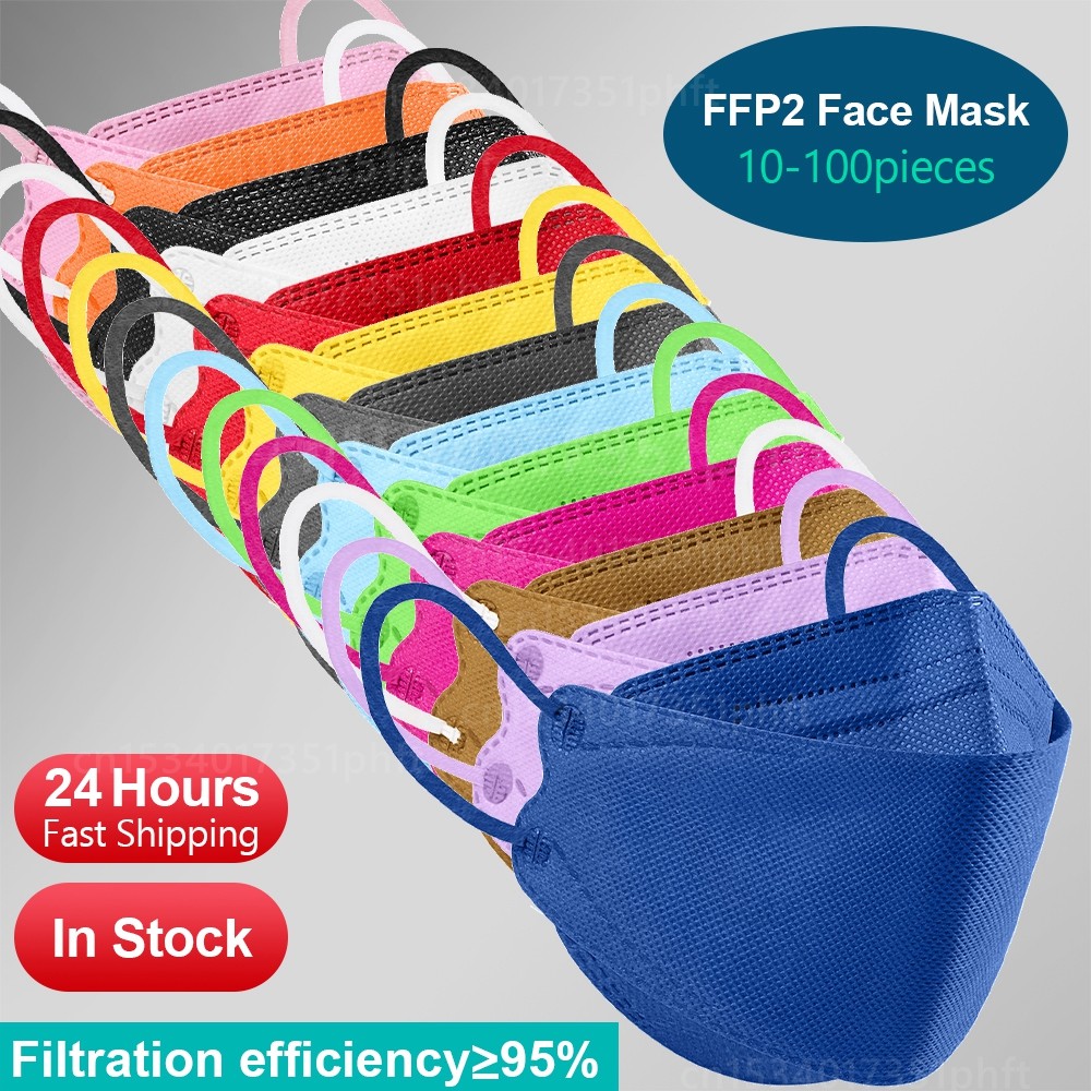 FFP2 Mascarillas إسبانيا 10-100 قطعة FPP2 قناع السمك KN 95 4 طبقات الأسماك FP2 أقنعة الوجه الملونة ffp2fan الكورية KN95 قناع الكبار