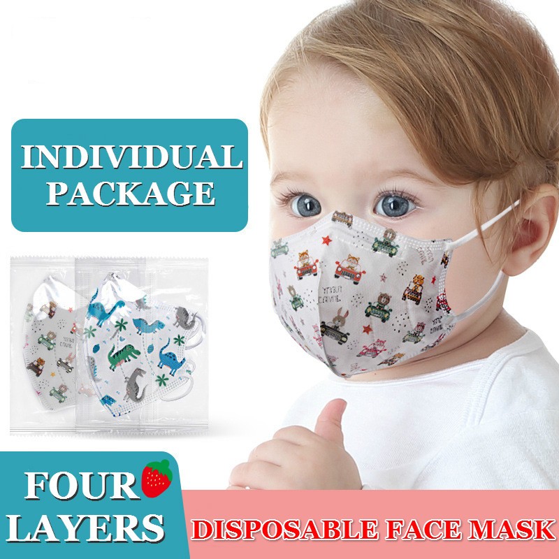 0-12 Years Old Children 3D Disposable Face Mask Protective Mascarillas Baby 4ply Respirator Anti-Dust Masks Cartoon Individual Package